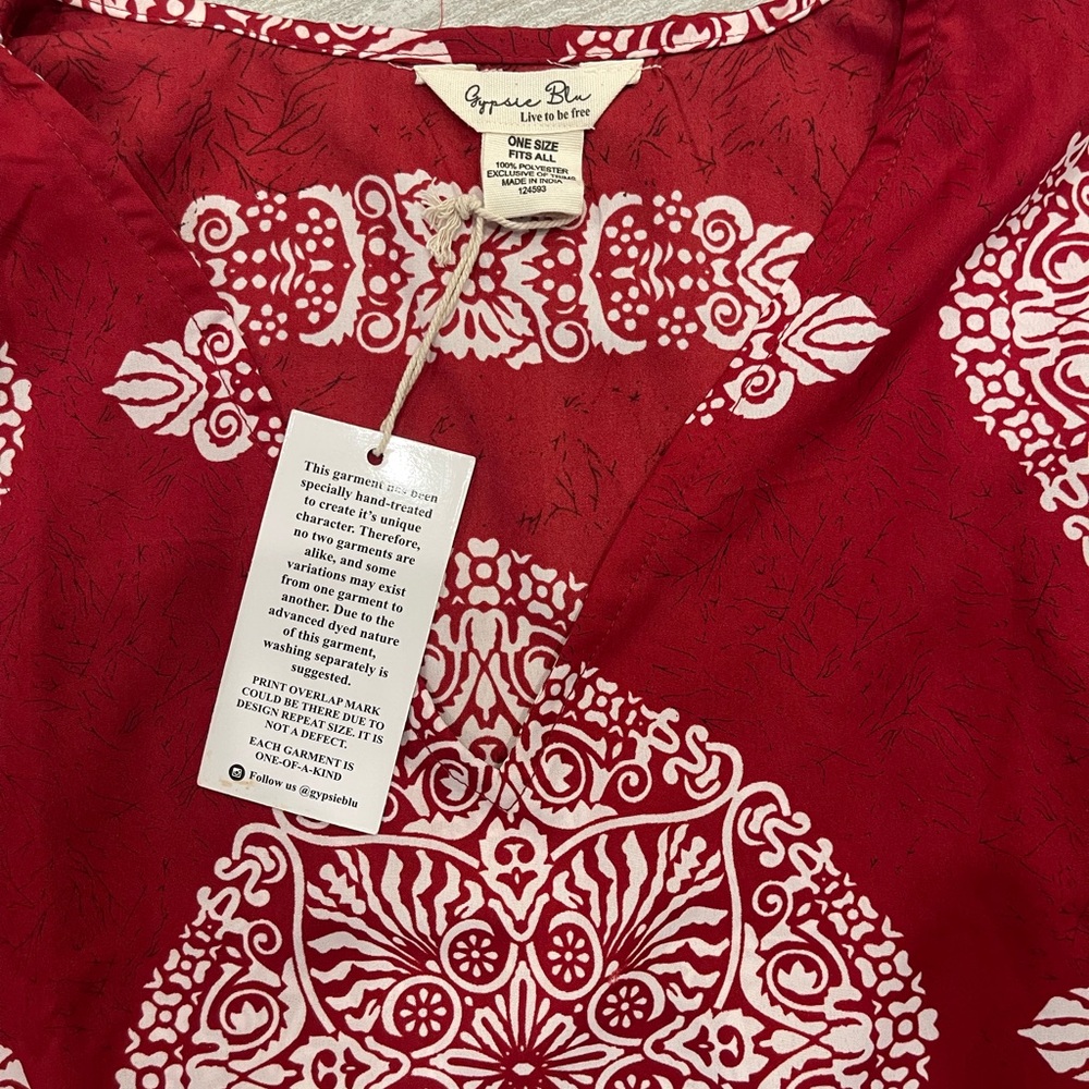 Grace Blue Red and White Bohemian Dress - Picture 3 of 3